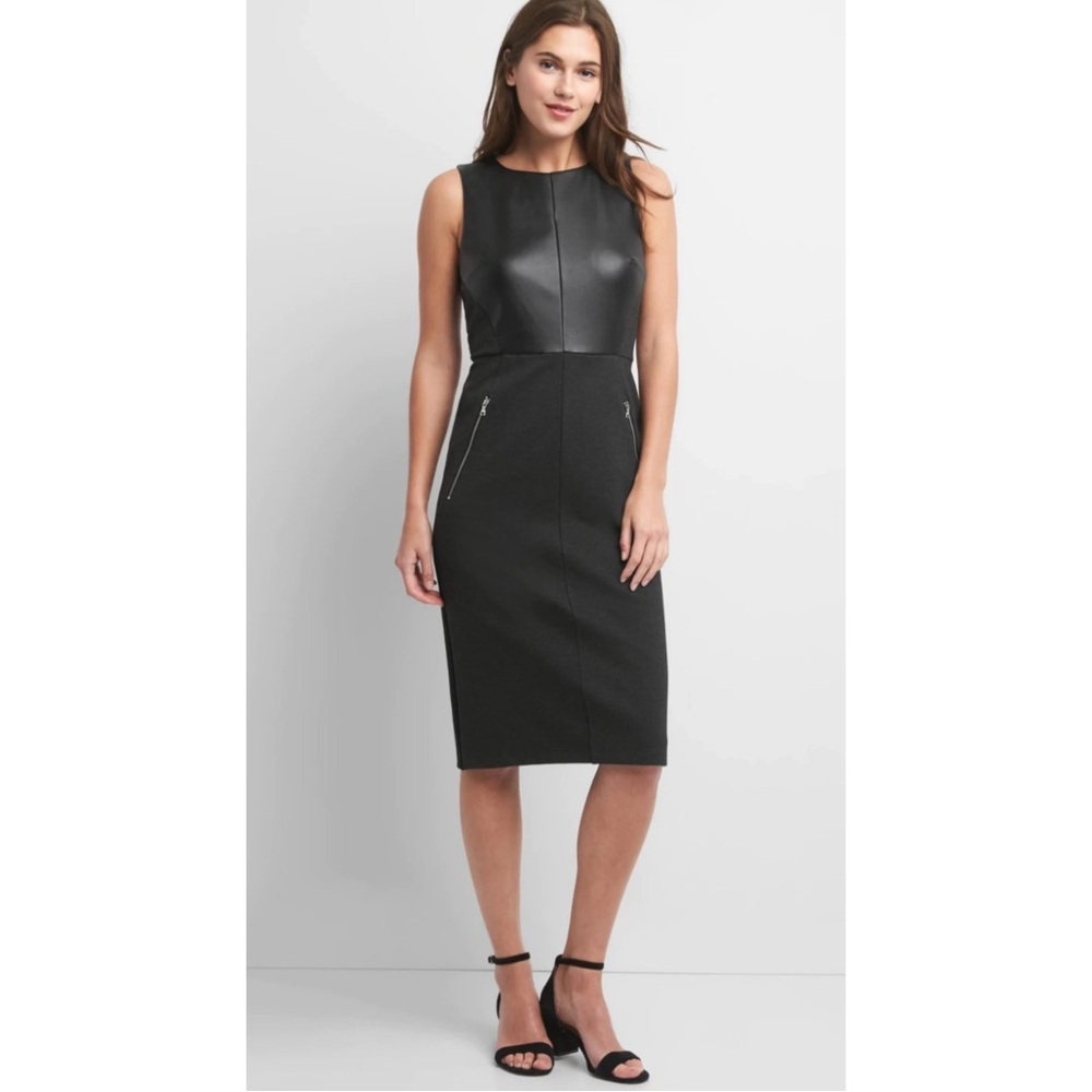 GAP | NWT Sleeveless Ponte Sheath Dress in Charcoal Heather/Black, Size 4